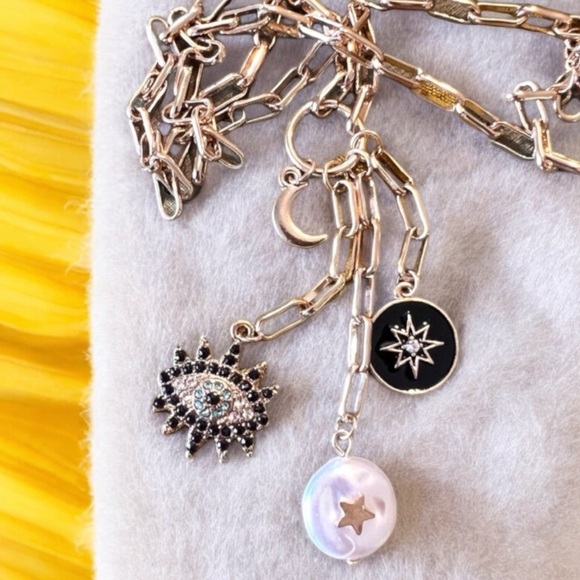 Evil eye stars and moon necklace. Protection necklace. - Picture 10 of 16